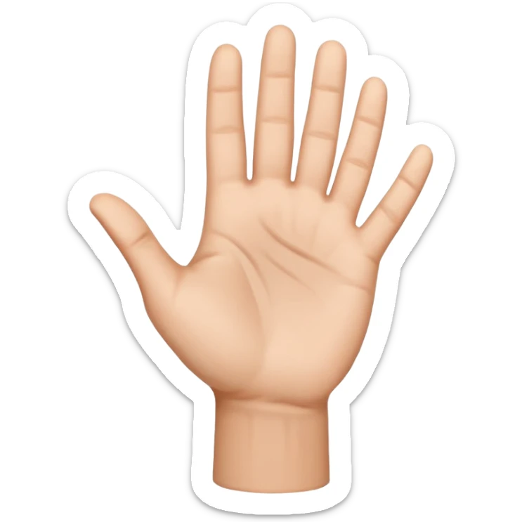 mano plana vista de lado apintando 45 grados hacia arriba sticker