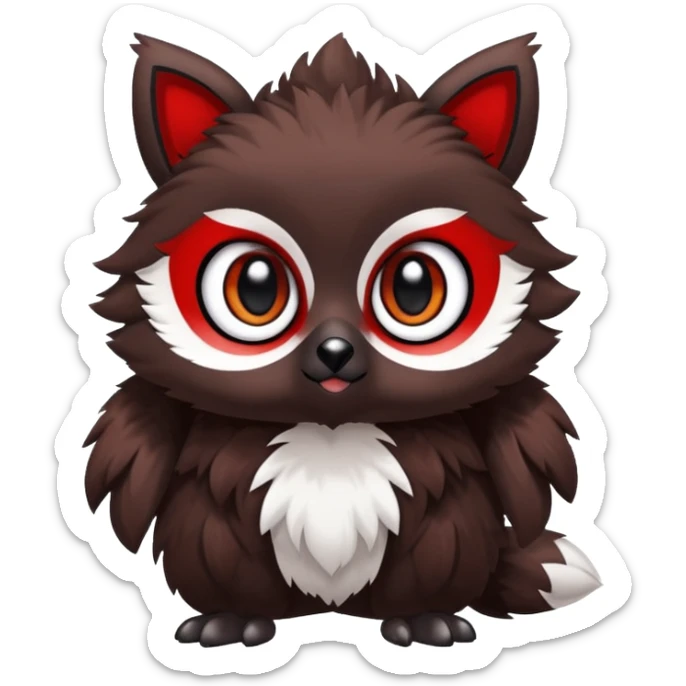 Cute cool white red dark-brown black animal hybrid Fakemon full body sticker