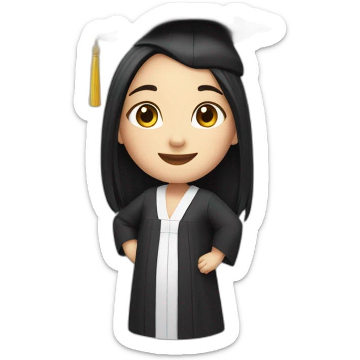 Chubby girl black long hair pretty law graduate cheerful sticker