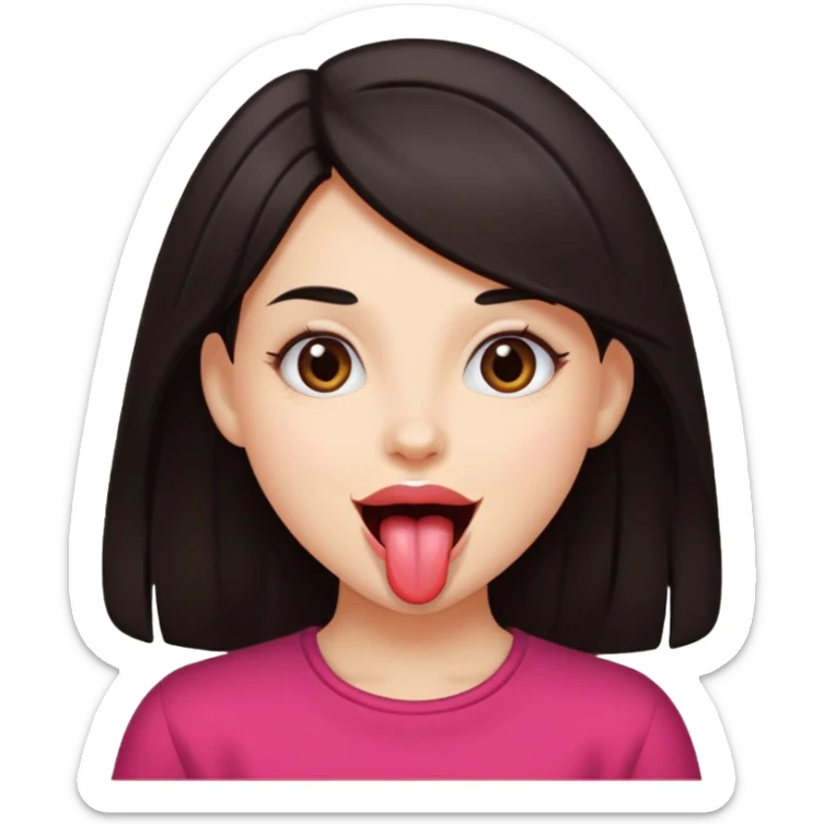 dark hair girl tongue out super happy sticker