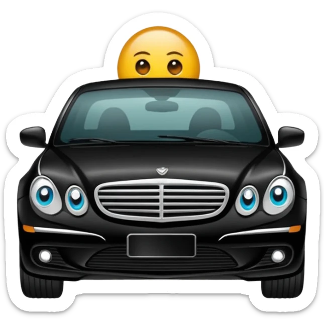 emoji stlinde olarak: siyah spoiler araba olmadan, gümüş direksiyon ve altın direksiyon yap sticker