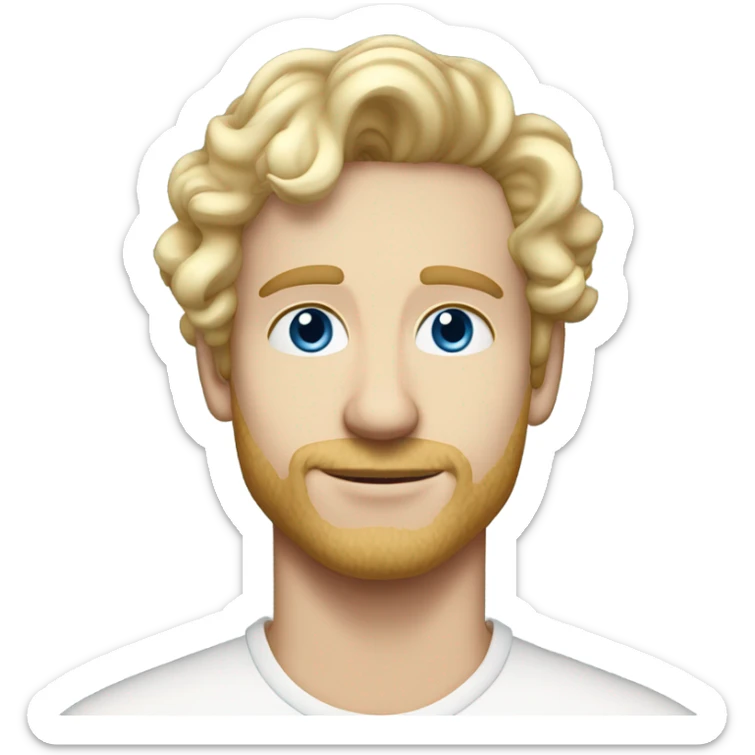 3/4 profile light curl blonde 30yo man blue eyed pale skin sticker