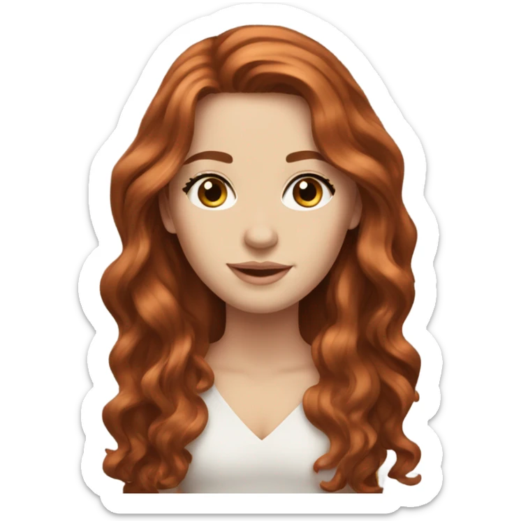 beautiful white girl with long and wavy auburn hair sticker