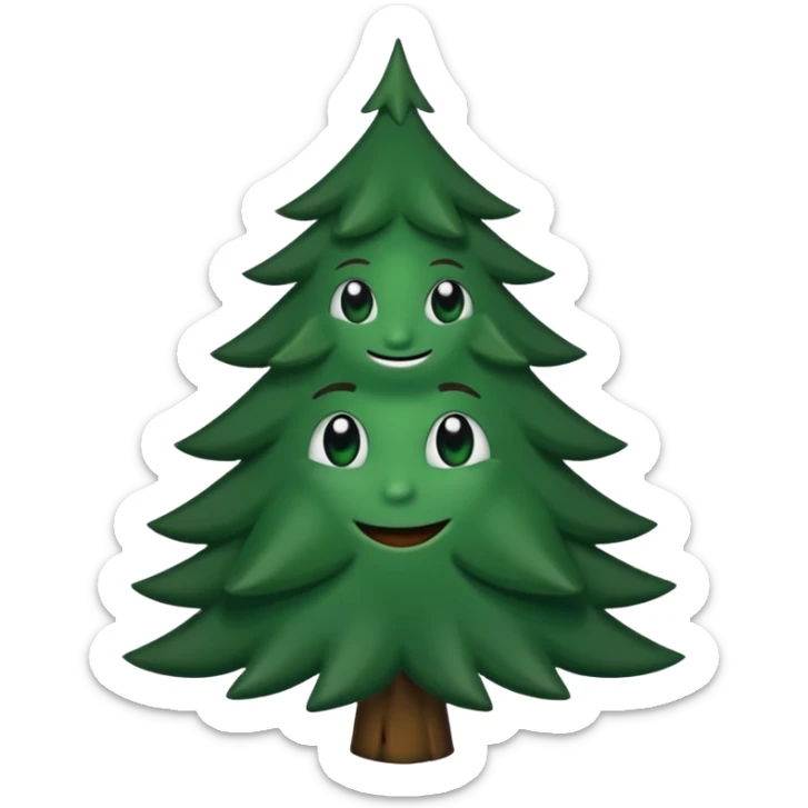 sapin avec des yeux noirs luisants, sourire en coin sticker