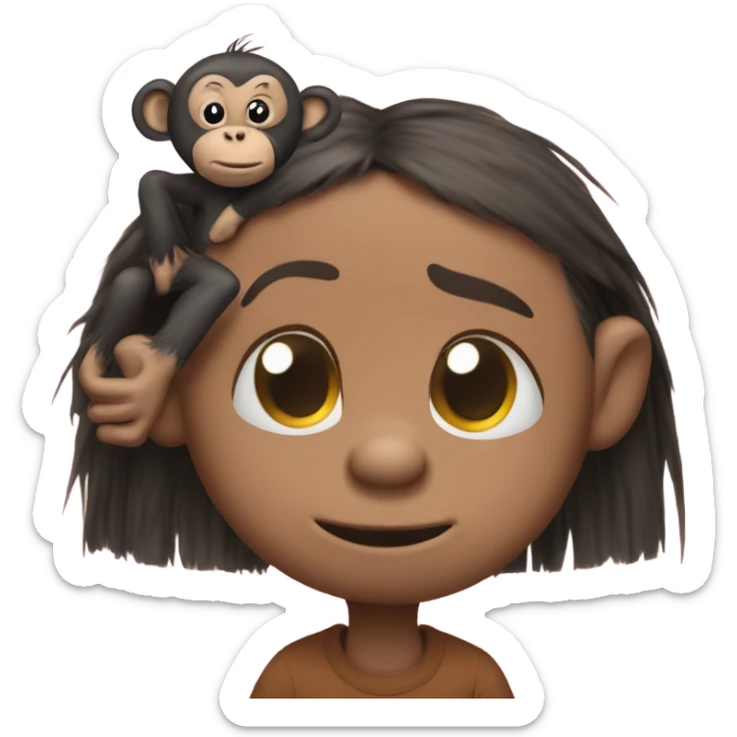 Monkey picking bugs out of pigpen’s hair from Charlie Brown sticker