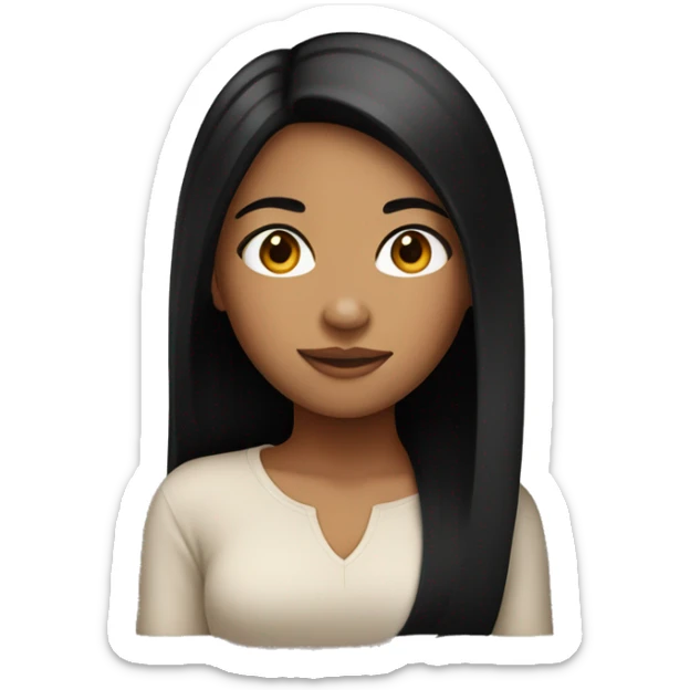 Tan skin girl with straight black hair sticker