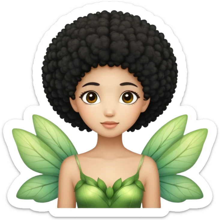Dreamy nature fairy with Afro black hair neutral skin  sticker
