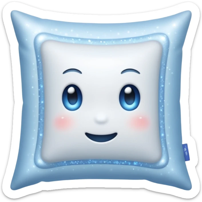 simple magical white pillow emoji, with a frosty, sparkling aura and subtle blue-silver shimmer sticker