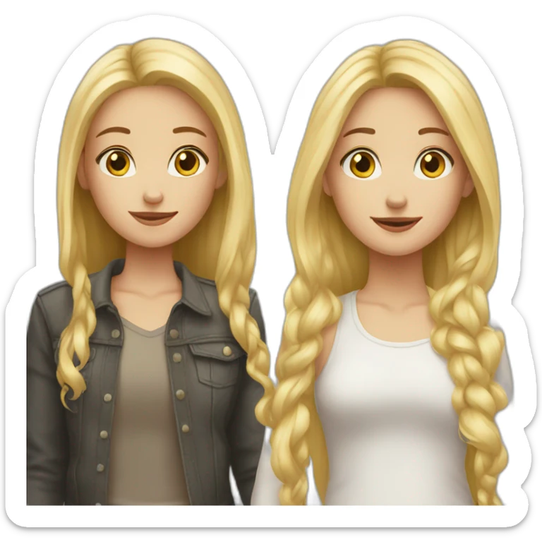 tall blond girl and tall brun girl  sticker