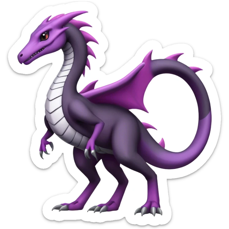 Badass cool black white grey, purple belly, salazzle-hybrid, full body sticker