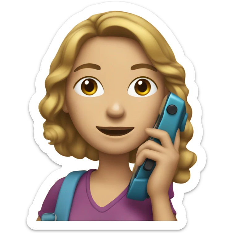 woman talking on the phone and holding another phone in her hand sticker