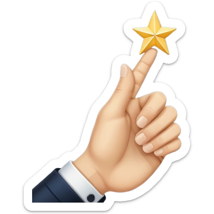 hand pointing one index finger with a star at the tip of the finger sticker