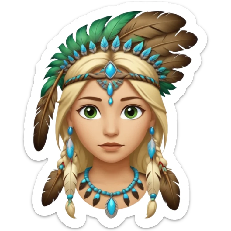 can you make a native American emoji with blonde highlights in her hair and blue green eyes sticker