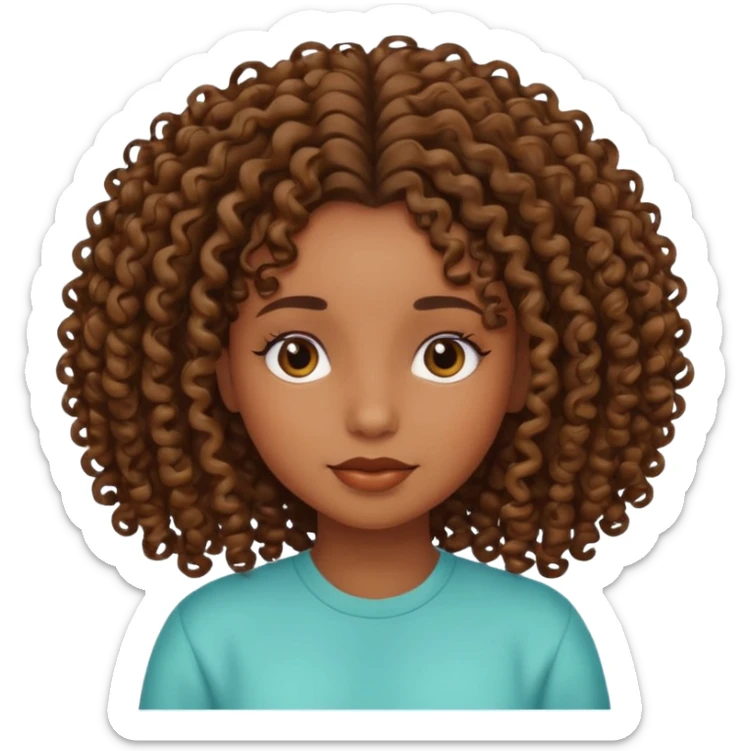 Brown skin girl with curly roots and relaxed hair sticker