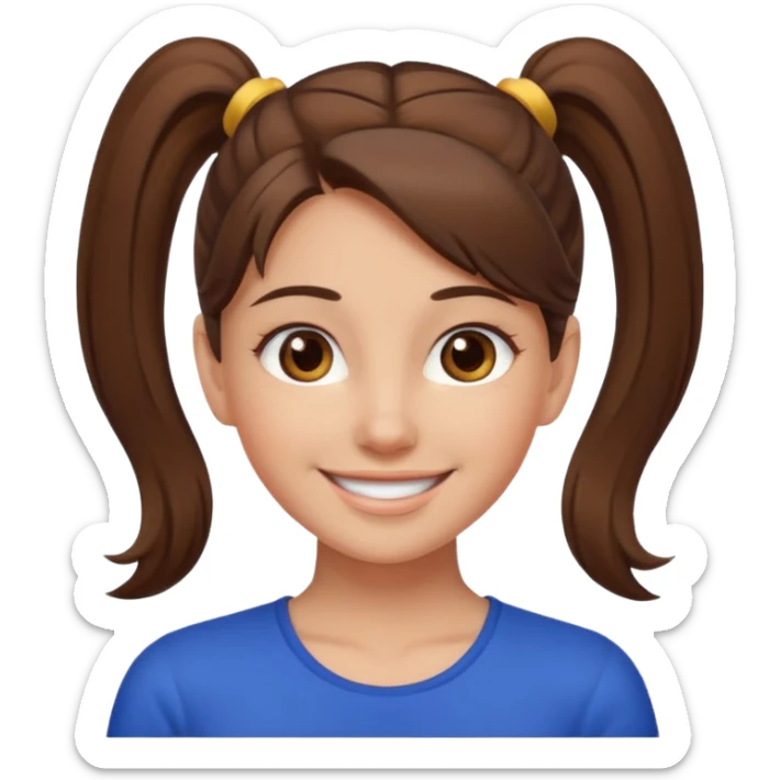 a brown haired girl  in a high ponytail but make her really pretty with brown eyes sticker