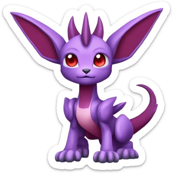 Mauve-maroon-red-violet-colored edgy anthro-genesect-raptor-scalie-sona-Fakémon-hybrid with a mane on head and back and horns full body sticker