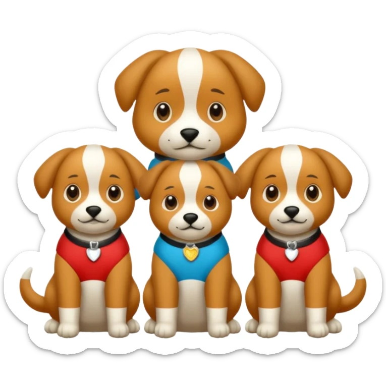 3 cagnolini seduti con vestitino in maglia in bianco e nero sticker