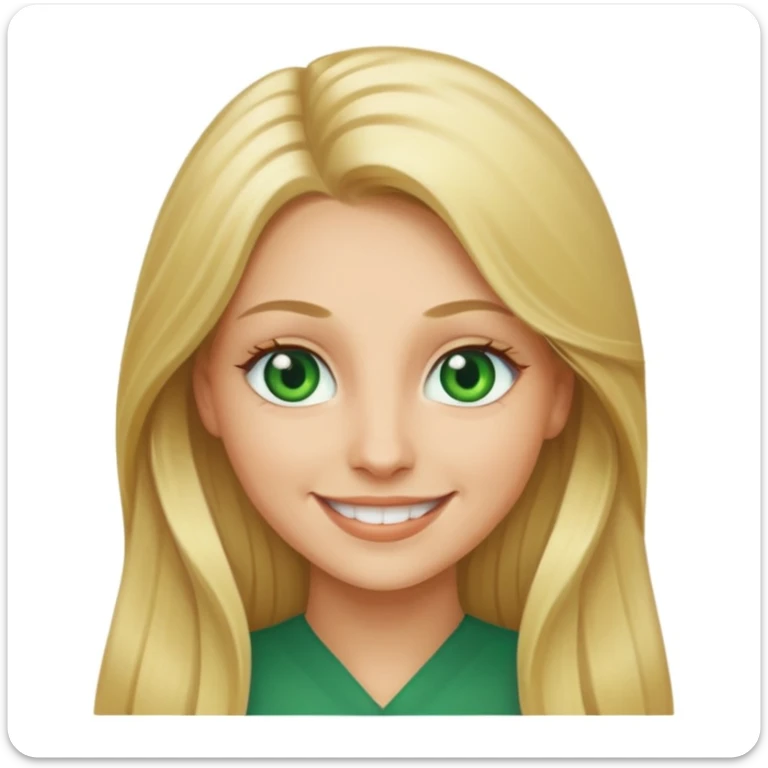 smiling woman with long blonde hair, green eyes sticker
