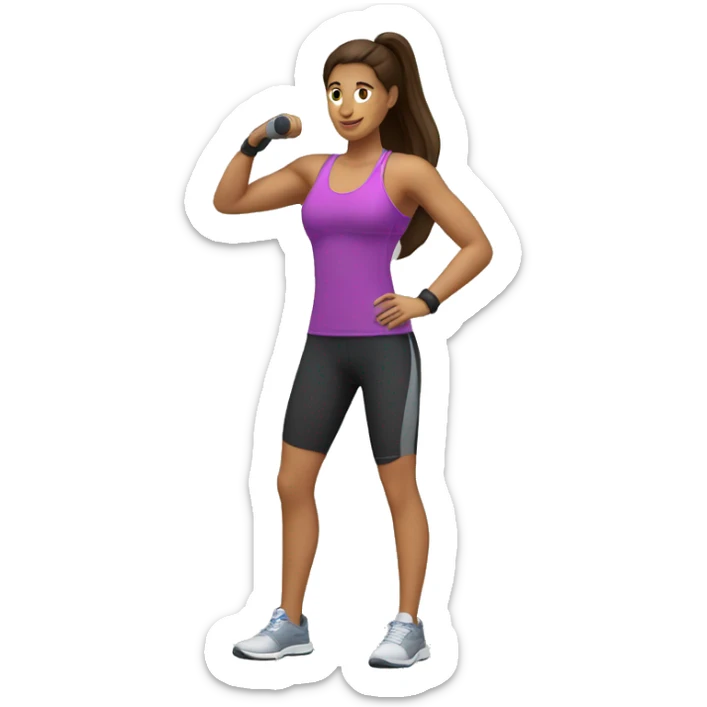 UNA MUJER PERSONAL TRAINER VESTIDA DE DEPORTE QUE TENGA MUSCULO PERO NO TANTOS sticker