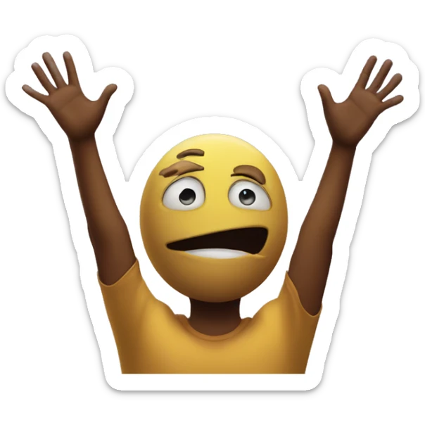 emoji face looking up to the sky in distress with two hands in the air  sticker