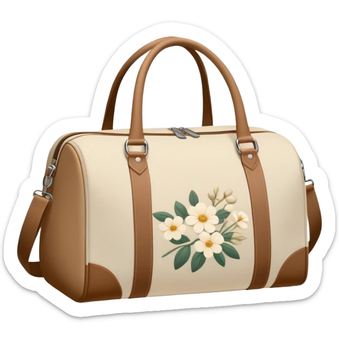 A sports bag with a pale beige print in a small flower sticker