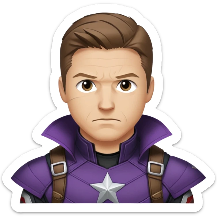 hawkeye clint barton portrait marvel, brown hair from captain america: civil war sticker