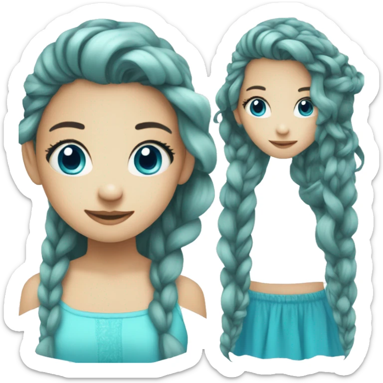 Cyan hair,girl,blue eyes,pigtails,long hair sticker