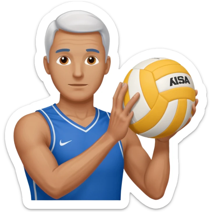 volleyball player, man, Charles Kiraly with volleyball ball sticker