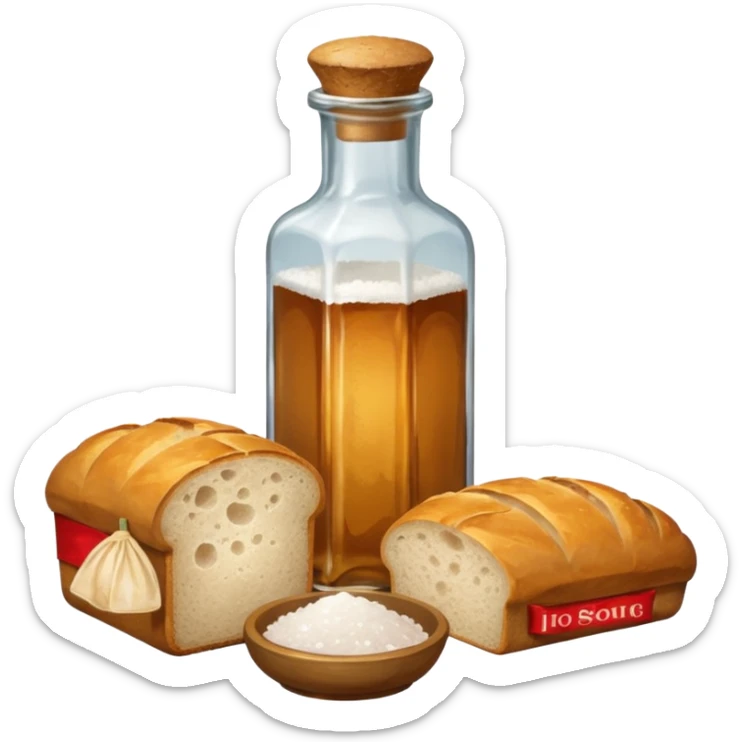  a one victorian bottle of salt and a loaf of bread sticker