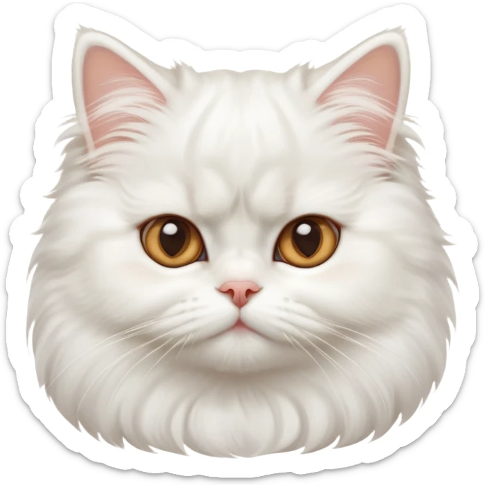 cinematic-adorable-big-eyed-fluffy-solid white-persian-cat-portrait-emoji,-head-tilted-playfully-with-a-sweet-expression,-fluffy-solid white-fur,-simplified-yet-irresistibly-cute-features-with-large,-expression, solid ginger persian cat, chest vicible sticker