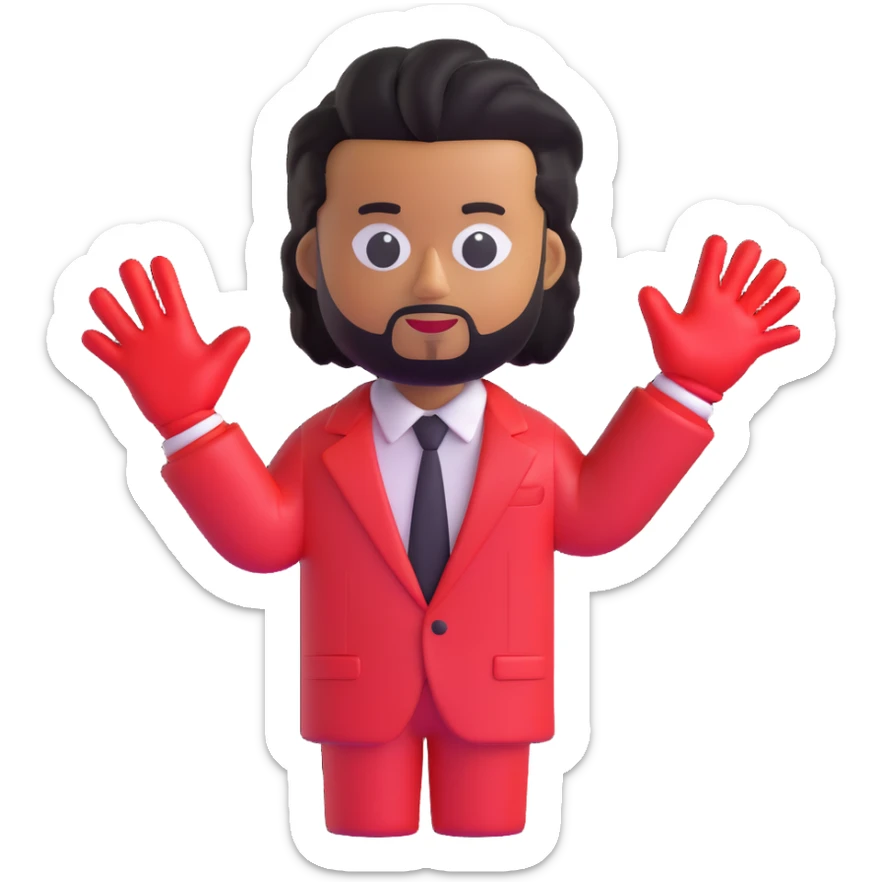 The Weeknd emoji with iconic red suit and gloves inspired by Blinding Lights era sticker