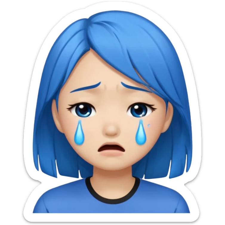 Asian girl crying more like this 😭 make the tears blue make the hair black sticker