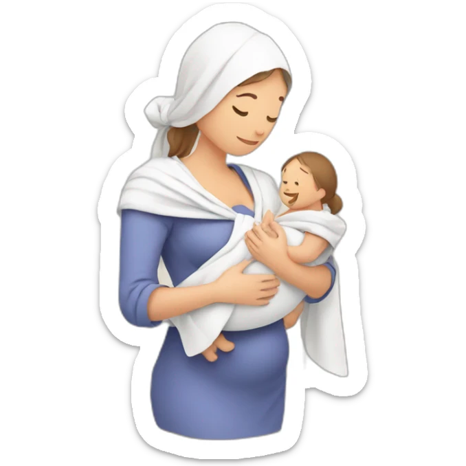 European Babywearing mom with two baby and wrap sticker