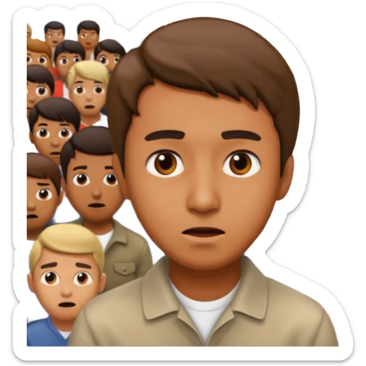 a famous artist FEELING FEAR, with the audience BEHIND HIM sticker