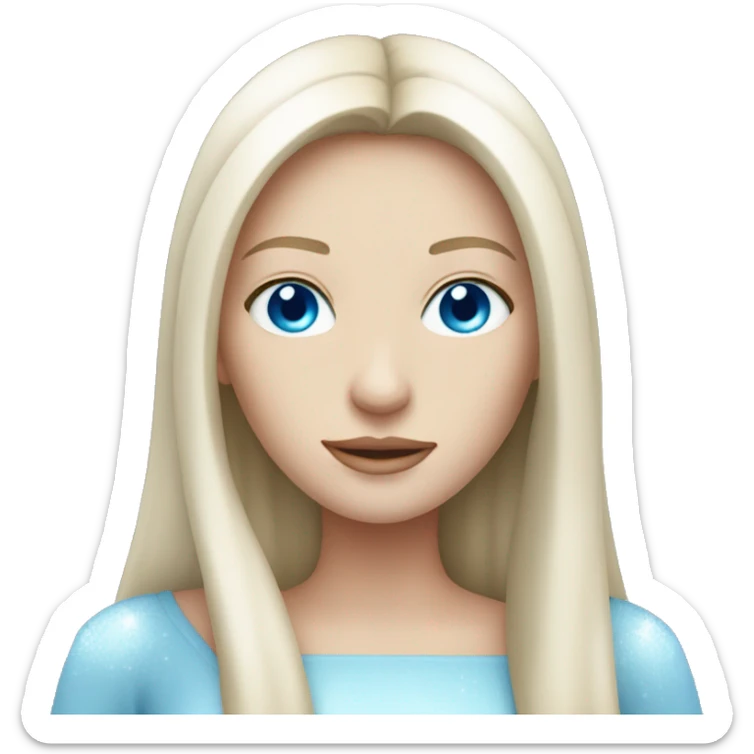 pale woman with long straight hair and light blue eyes with ice powers sticker
