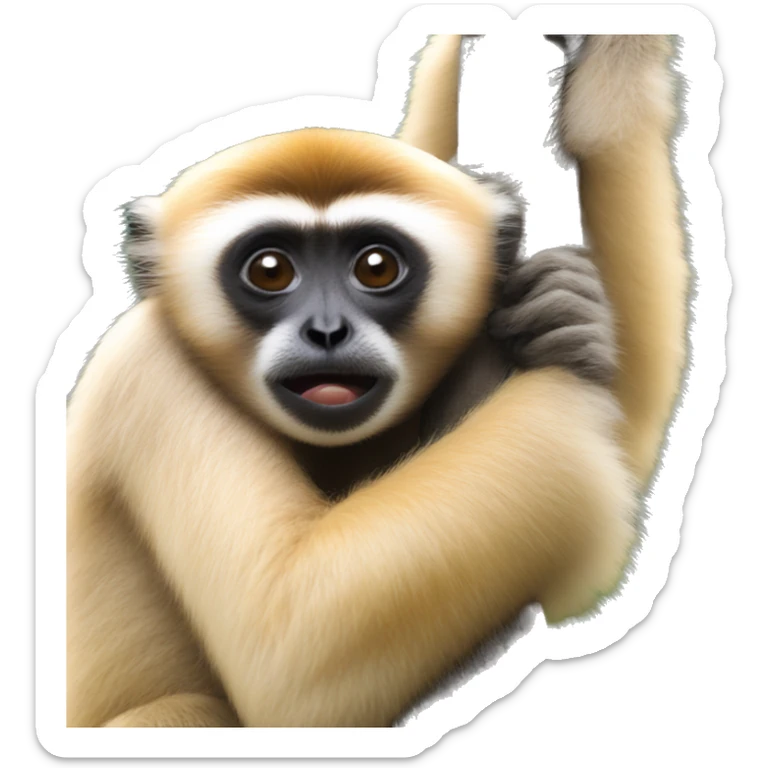 gibbon qui fait un calin a un sotalia sticker