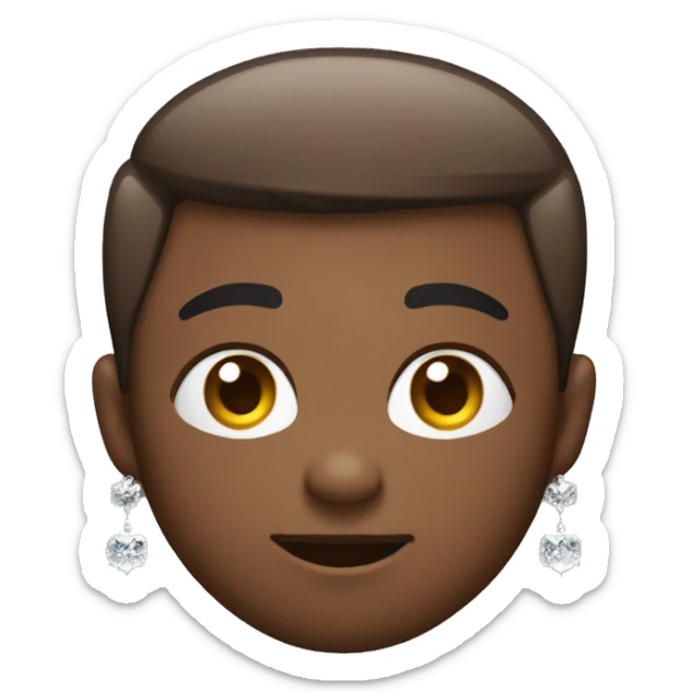 medium dark skin shrugging apple emoji with taper fade buzzcut and diamond chain. sticker