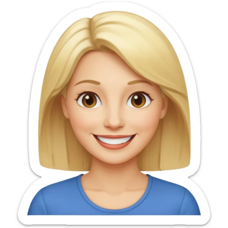female, mid-age, blonde hair smile sticker