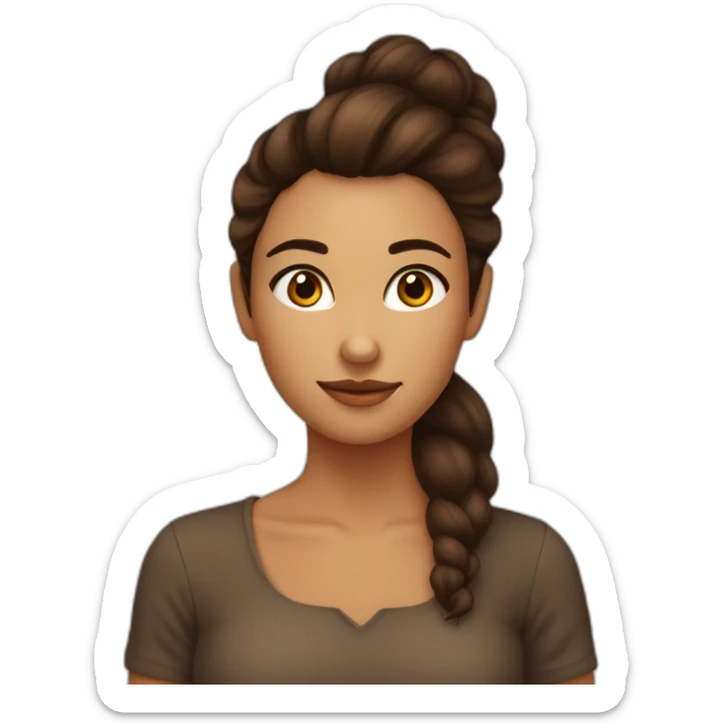 chica con pelo marrrón oscuro, liso y largo, ojos marrones oscuros y lunares sticker