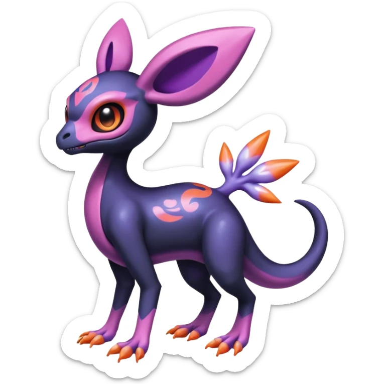 Shiny Duskull-Salandit-Sylveon-Fakémon-hybrid-creature (full body)  sticker