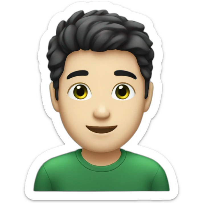 profile white male heart face black tapered hair with dark green eyes sticker