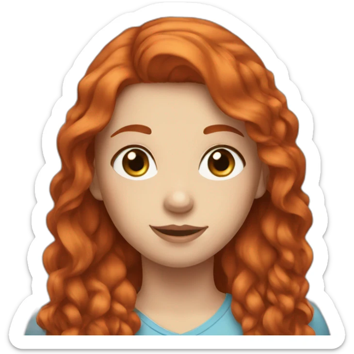 Girl with horse red hair and blue eyes sticker