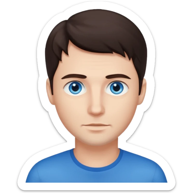 homme yeux bleu azur cheveux brun foncé sticker