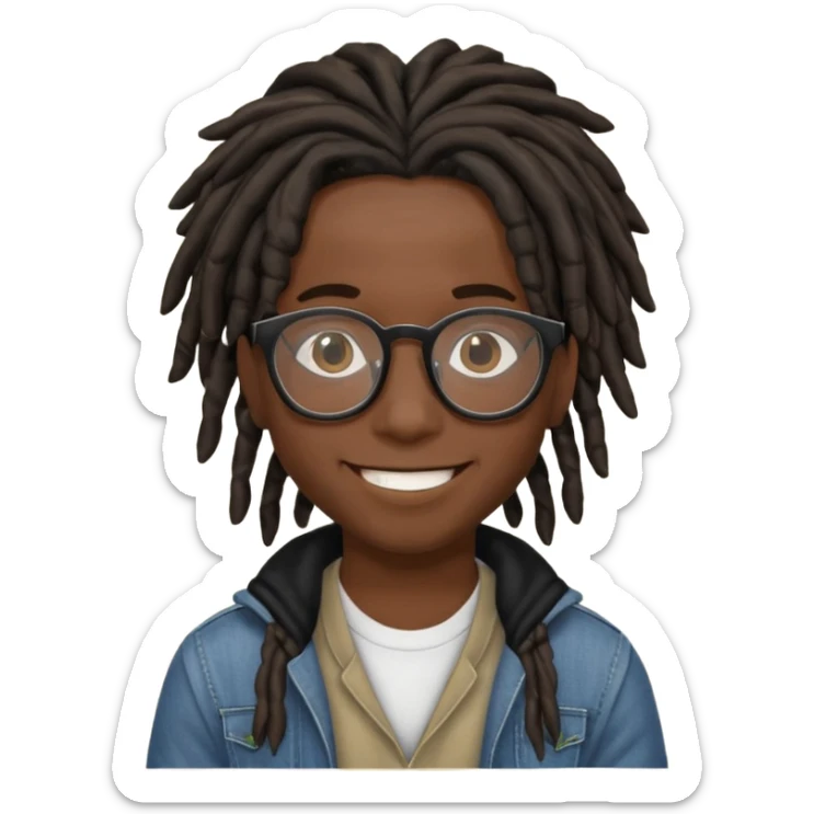 Boy with a locs hair on face put a glasses on and Black locs sticker