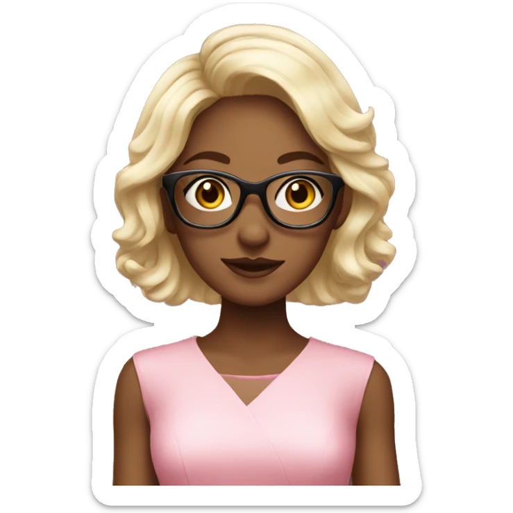 elegant girl in pink dress wearing glasses sticker
