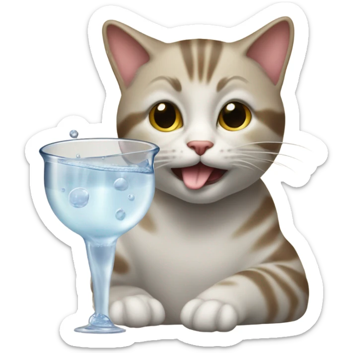 cat drinking tris sticker