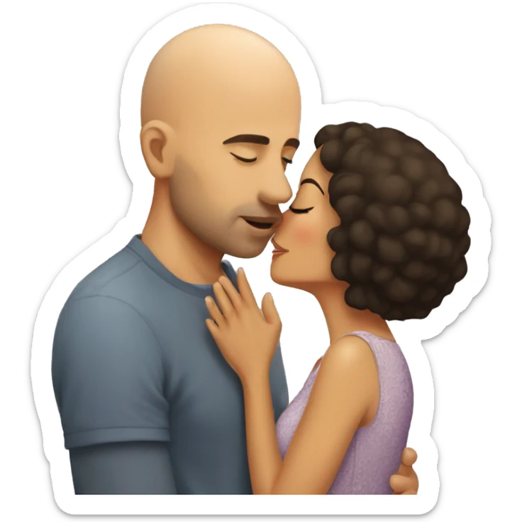 Short hair bald guy kissing Latin woman  sticker