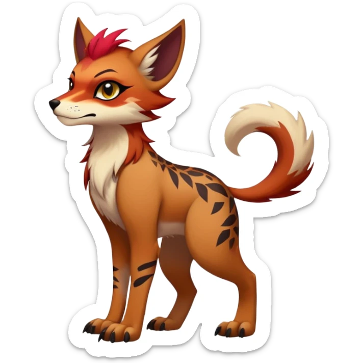 edgy badass cool Falvie-Fionbri-creature-fursona, full body, with random markings sticker