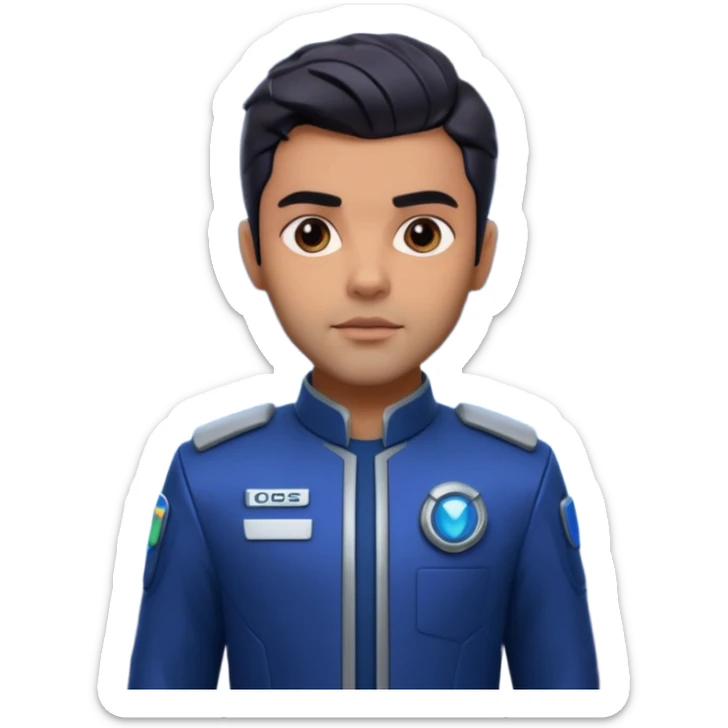 Sean Teale as Tristan Doctor standing heroically on an alien planet sticker