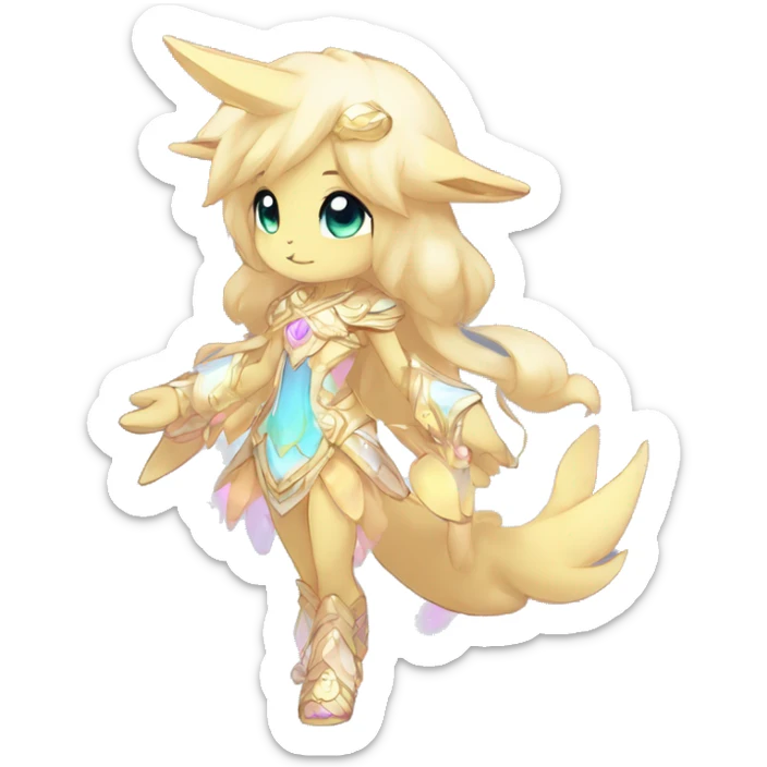 Cute Kawaii Chibi Anthro Sona Colorful Ethereal Pretty see Godly Celestial Shiny Fakemon Full Body sticker